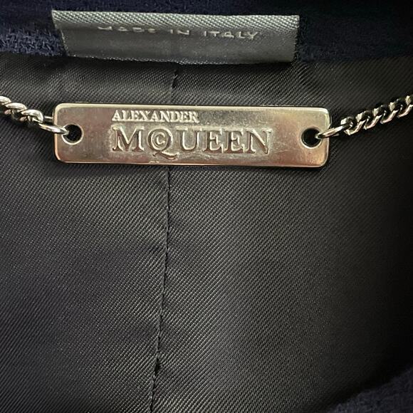 Alexander McQueen Wool Button Up Fitted Military Jacket Navy Womens 42 / US 8 - Picture 6 of 13
